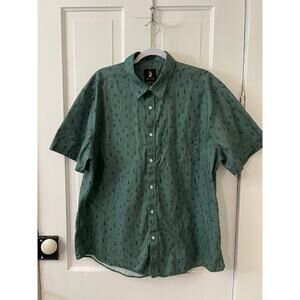 Jack + Sage Evergreen camp shirt mens XXL green trees short sleeve button up